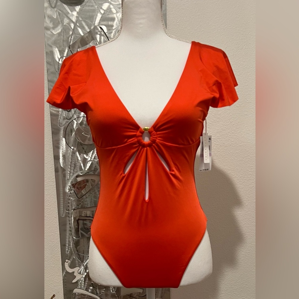 NWT- Trina Turk- Monaco Solids Flutter Maillot- One Piece Swimsuit